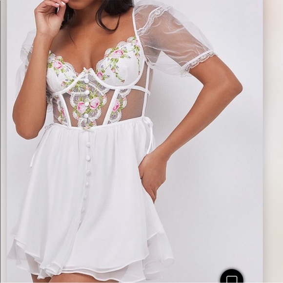 for love & lemons Trellis Rose Dress White Large - Picture 16 of 16